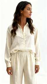 Conjunto Levante — Blusa y Pantalón Ancho de Lino — vista frontal