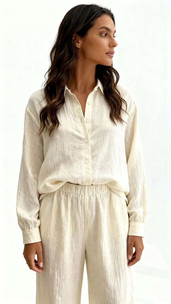 Conjunto Levante — Blusa y Pantalón Ancho de Lino