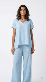 Conjunto Lino Palma — Blusa y Pantalón Palazzo — vista lateral