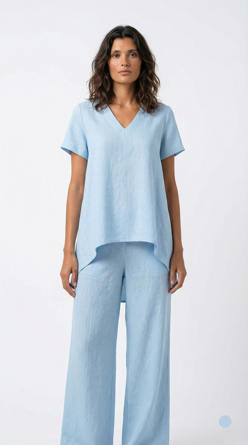 Conjunto Lino Palma — Blusa y Pantalón Palazzo
