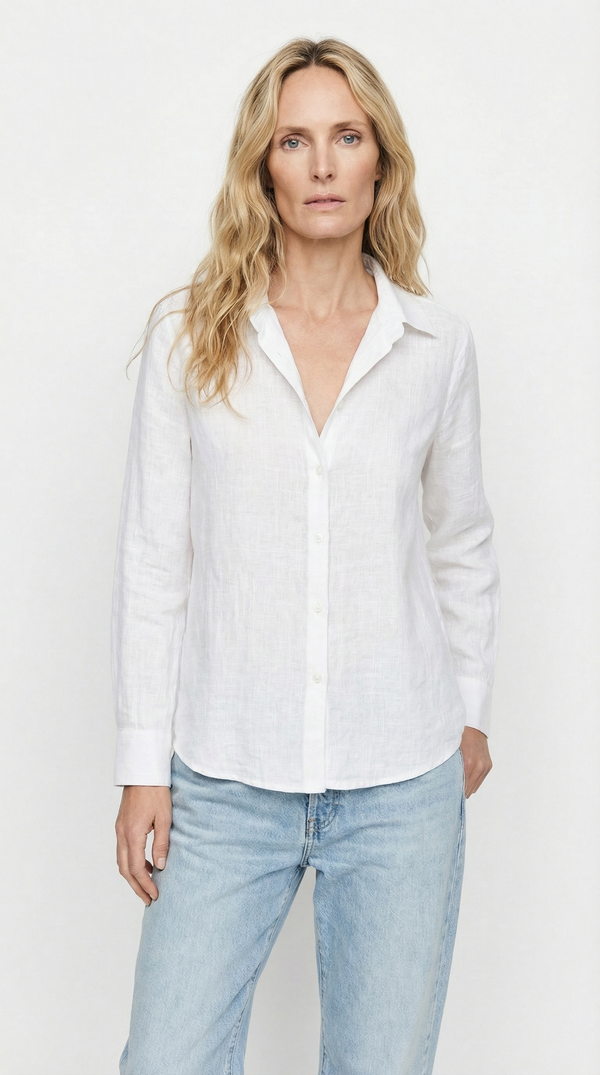 Camisa Boho — Blusa Oversize de Lino Manga Larga