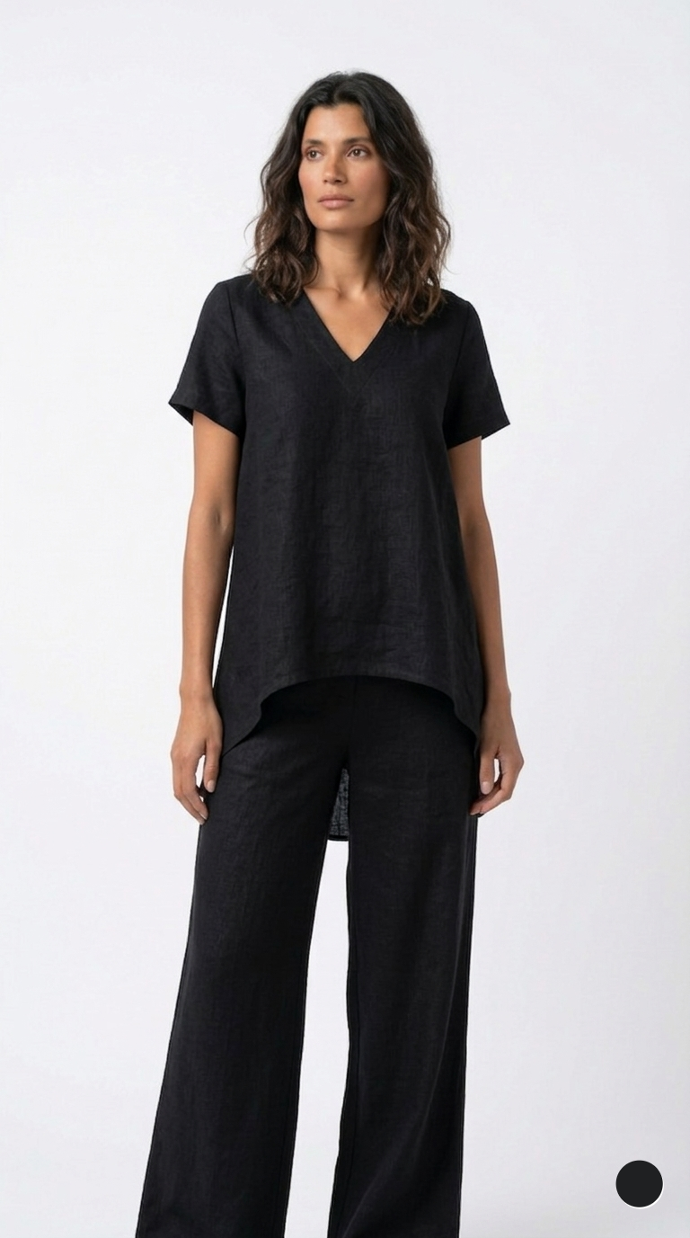 Conjunto Lino Palma — Blusa y Pantalón Palazzo — modelo de frente