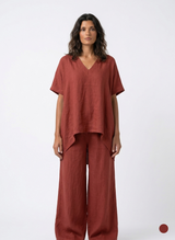 Conjunto Lino Palma — Blusa y Pantalón Palazzo — vista trasera